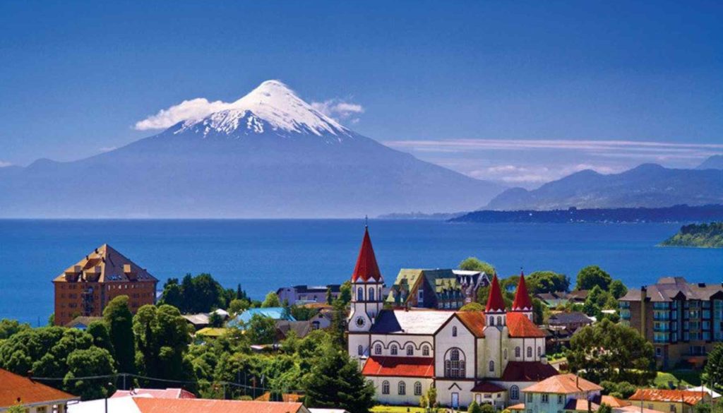Beautiful Puerto Varas with the majestic Osorno Volcano