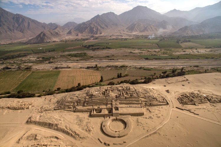 Great overhead shot of Caral in the Peruvian desert