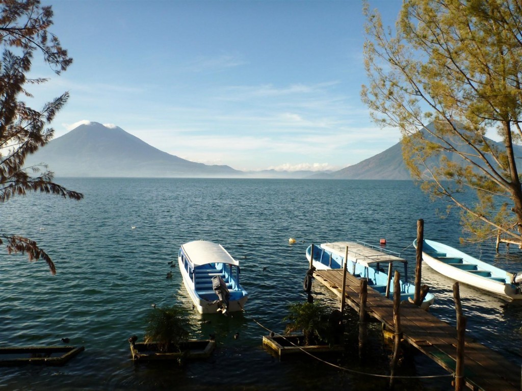 The absolutely stunning Lake Atitlan ringed by volcanoes