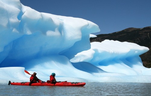 Double and single kayaks are avaliable for the Grey Glacier excursion