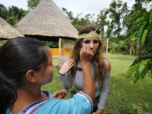 Face painting at La Selva lodge in the Ecuadorian Amazon