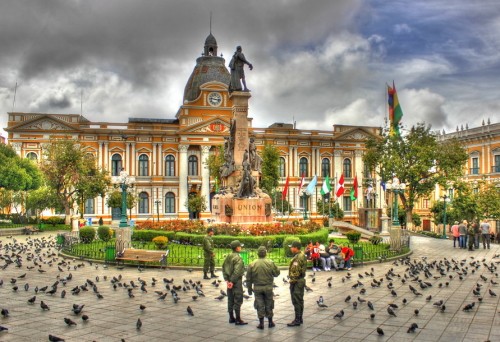 The historic Plaza Murillo in the center of La Paz