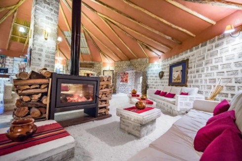 The cosy lounge at one of the salt hotels