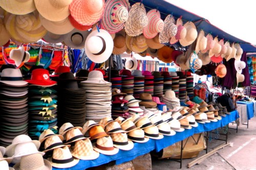The famous Panama hats at the Otavalo market
