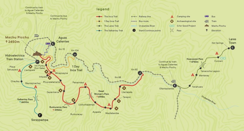 The Inca Trail Hike, plus the Salcantay and Lares routes