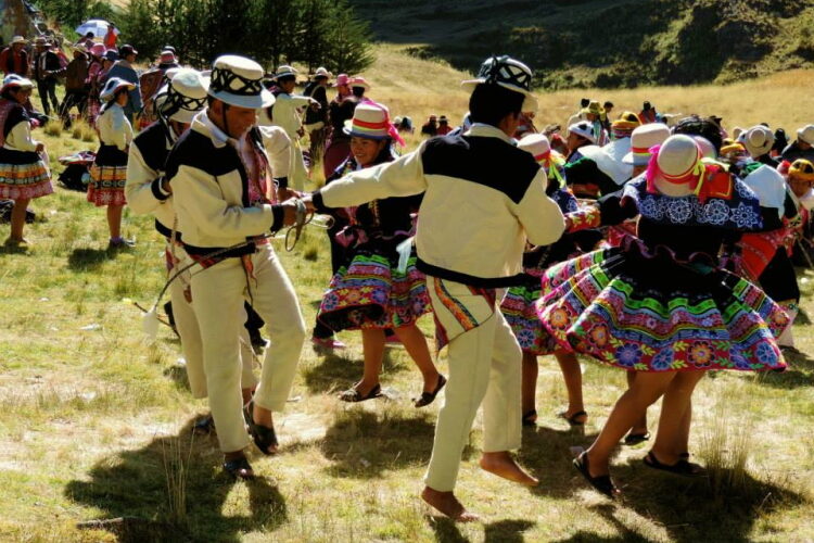 Qeswachaka Inca rope bridge ceremonial dancing