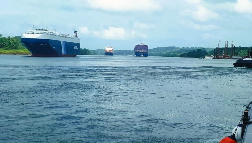 Panama canal traffic near Gamboa