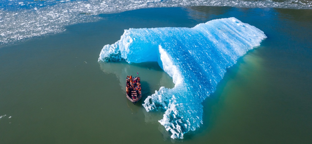 Getting up close and personal with icebergs on the Skorpios Fjords cruise.